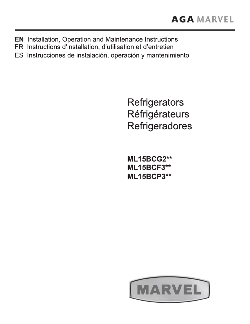Page 1 de la notice Manuel utilisateur Marvel ML15BCG2LS