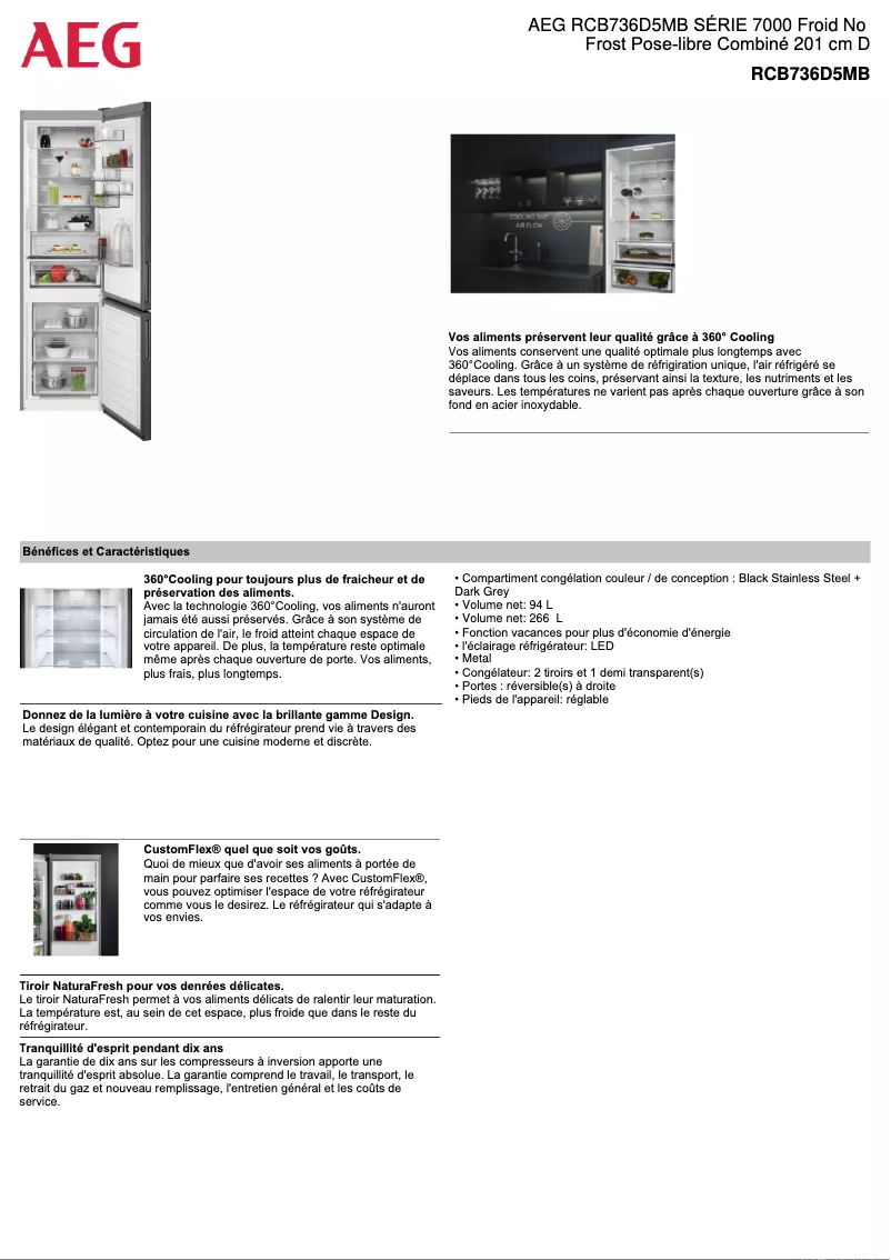 Page n°1 - Fiche technique AEG RCB736D5MB