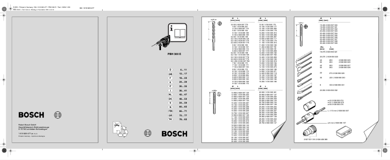 Page 1 de la notice Manuel utilisateur Bosch PBH 300 E