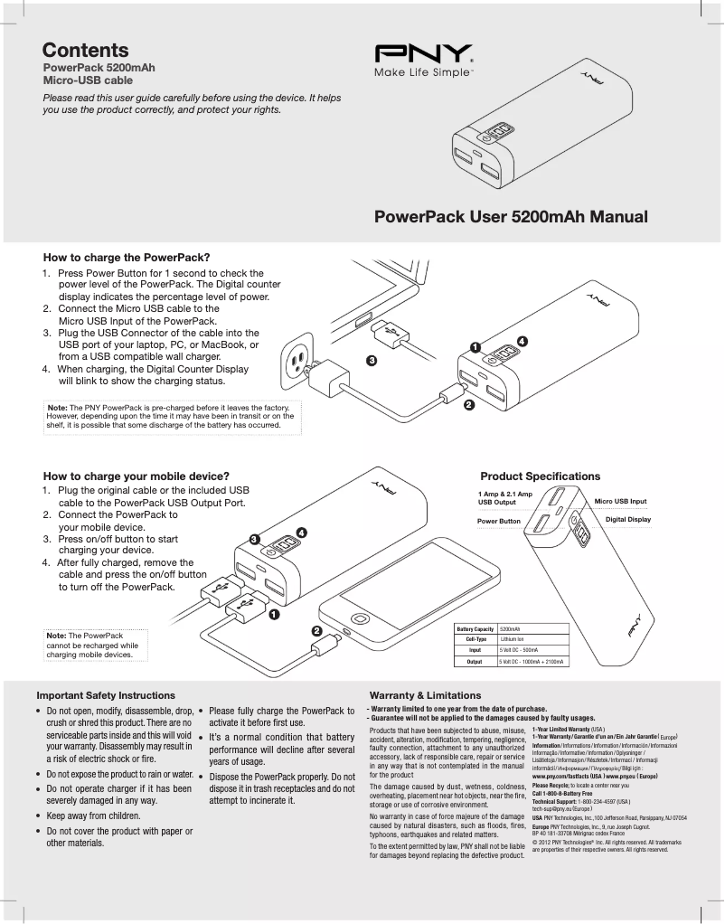 Image de la première page du manuel de l'appareil PowerPack 5200