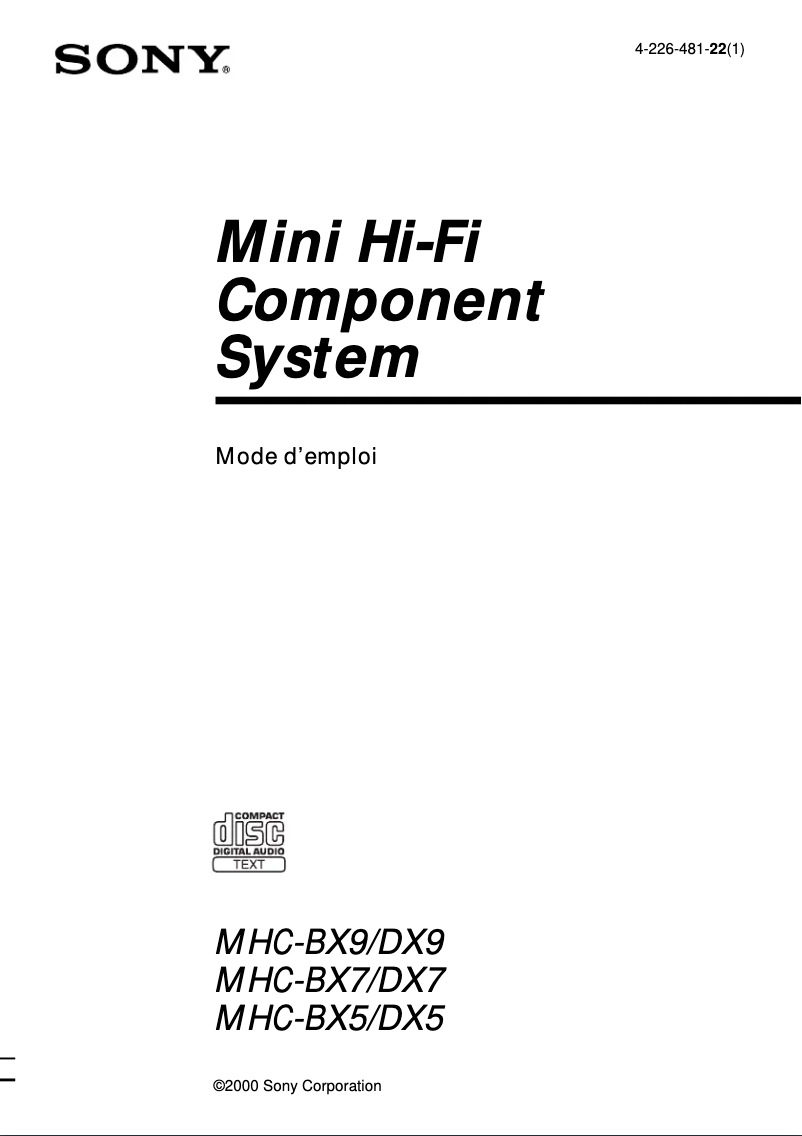 Image de la première page du manuel de l'appareil MHC-DX5