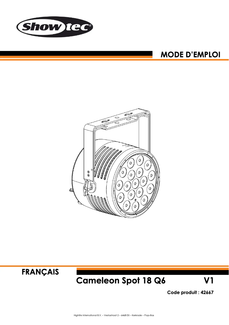 Image de la première page du manuel de l'appareil Cameleon Spot 18 Q6