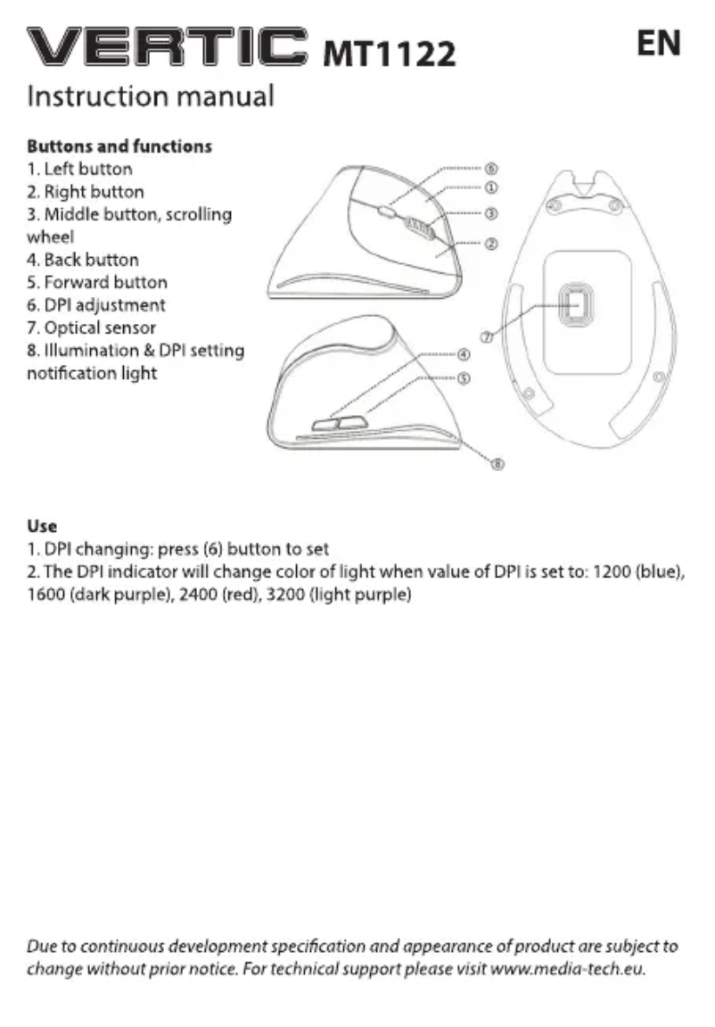 Page 1 of the manual User Manual Media-Tech VERTIC MT1122