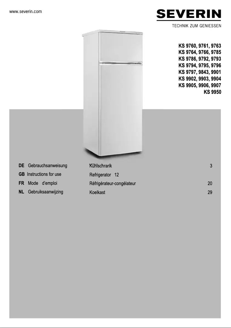 Page n°1 - Manuel utilisateur Severin KS 9903