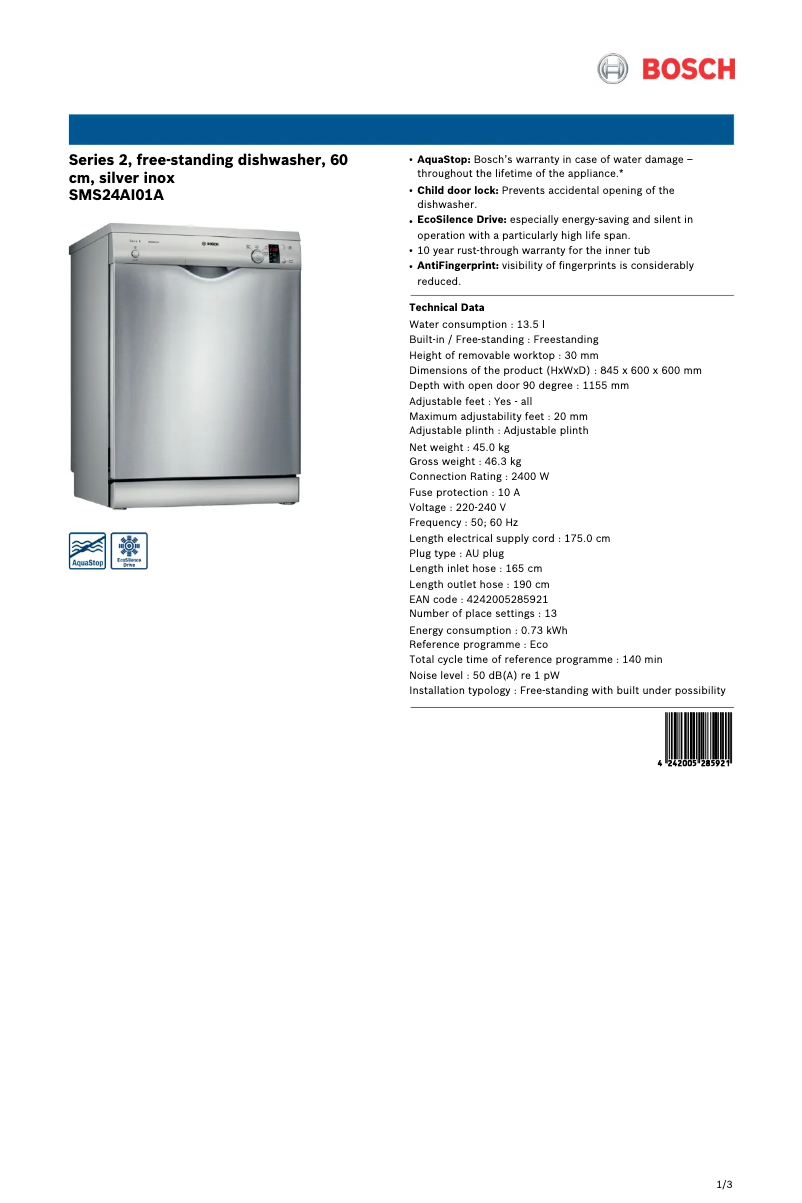 Image de la première page du manuel de l'appareil SMS24AI01A