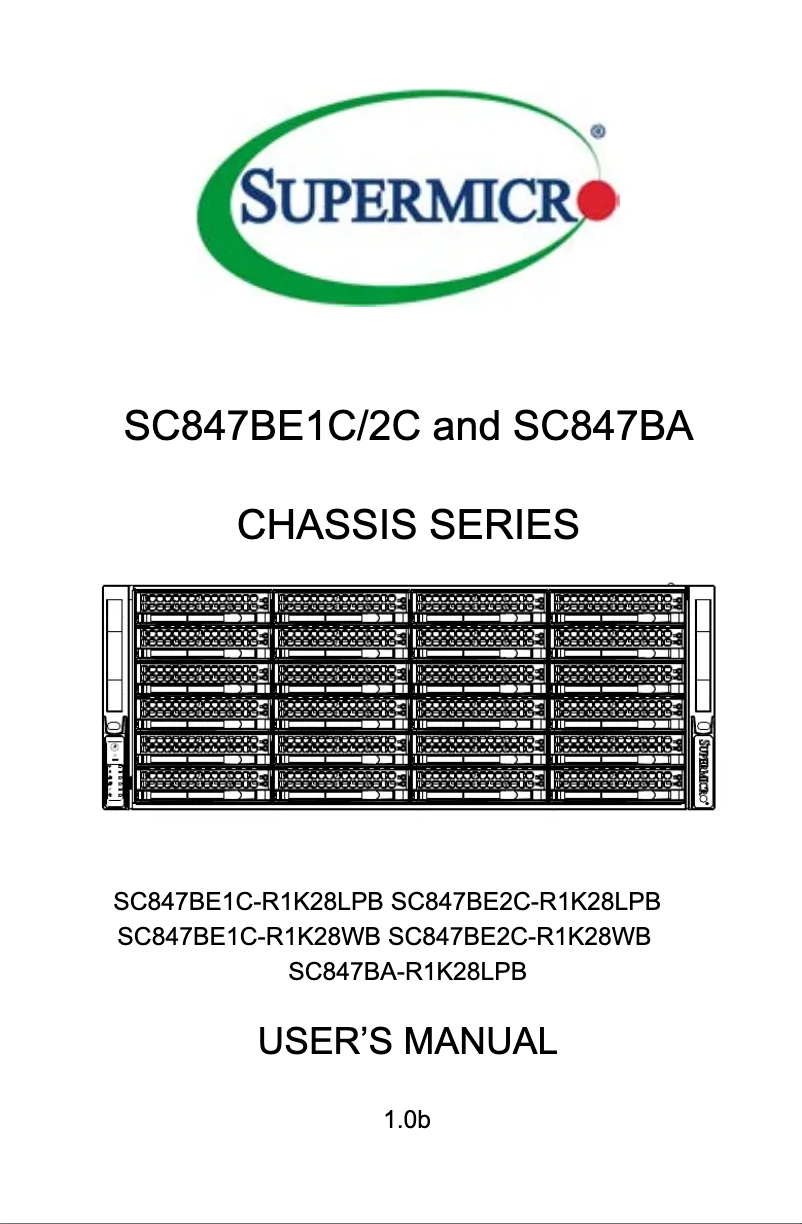 Imagen de la primera página del manual del dispositivo SuperChassis 847BE1C4-R1K23LPB