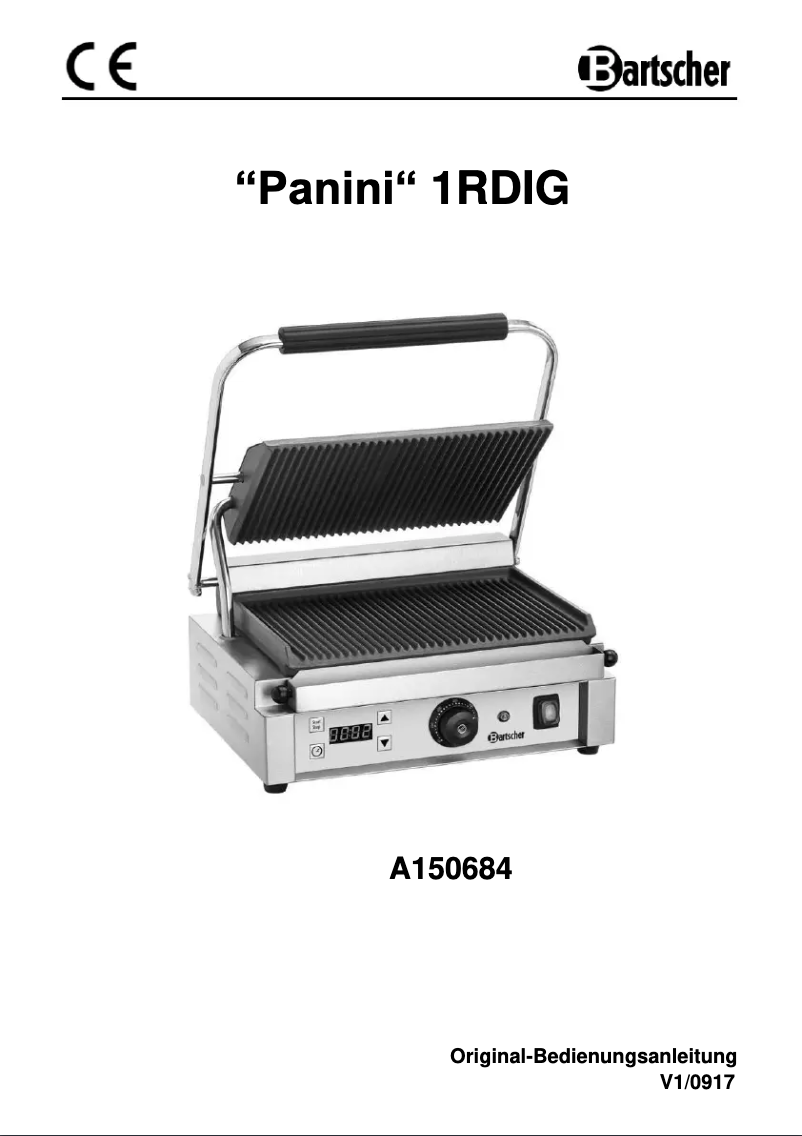 Page 1 de la notice Manuel utilisateur Bartscher Panini 1RDIG