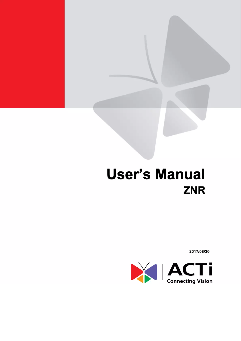 Page n°1 - Manuel utilisateur ACTi ZNR-120P