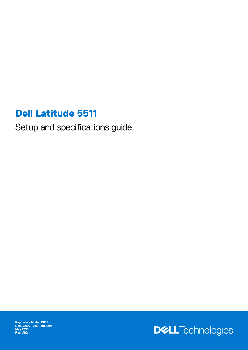 Page 1 de la notice Guide d'installation Dell Latitude 5511
