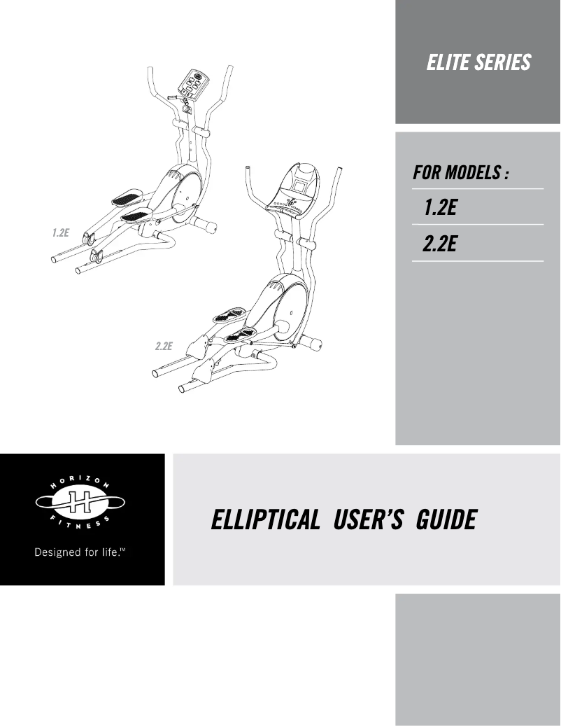 Page 1 de la notice Manuel utilisateur Horizon Fitness Elite 2.2E