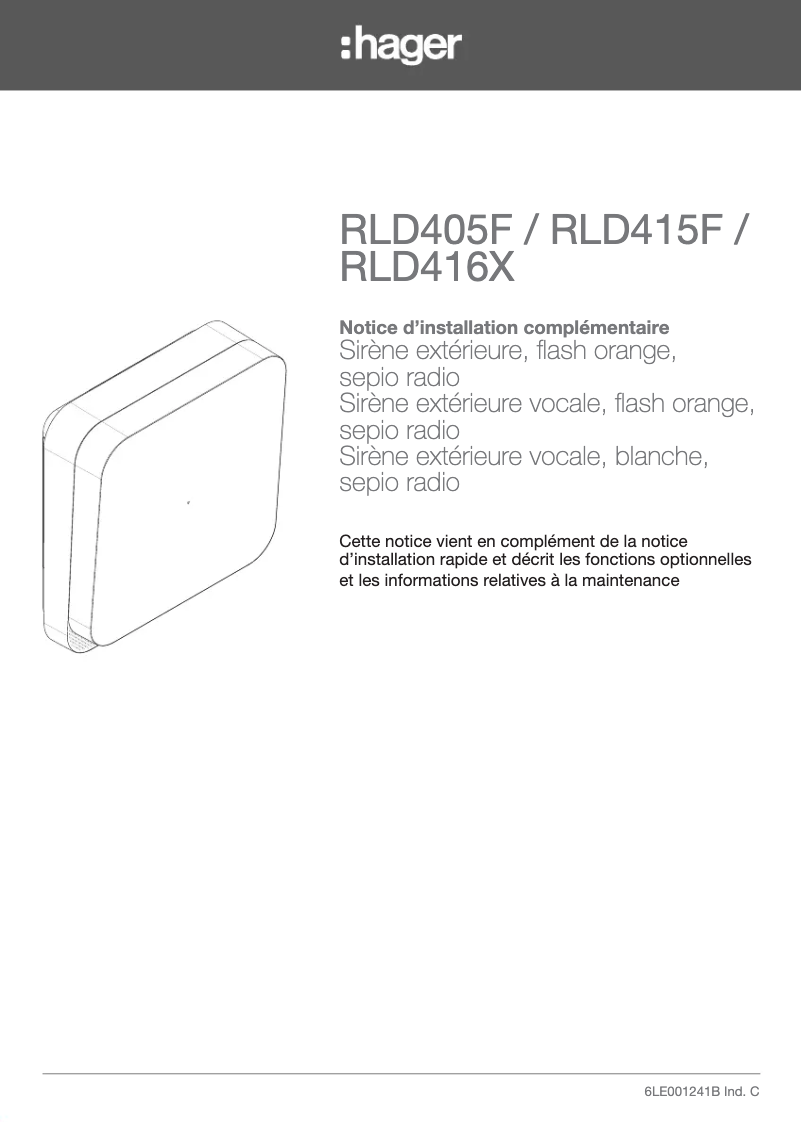 Page n°1 - Manuel utilisateur Hager RLD416X