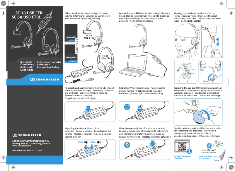Page 1 de la notice Manuel utilisateur Sennheiser SC 60 USB CTRL