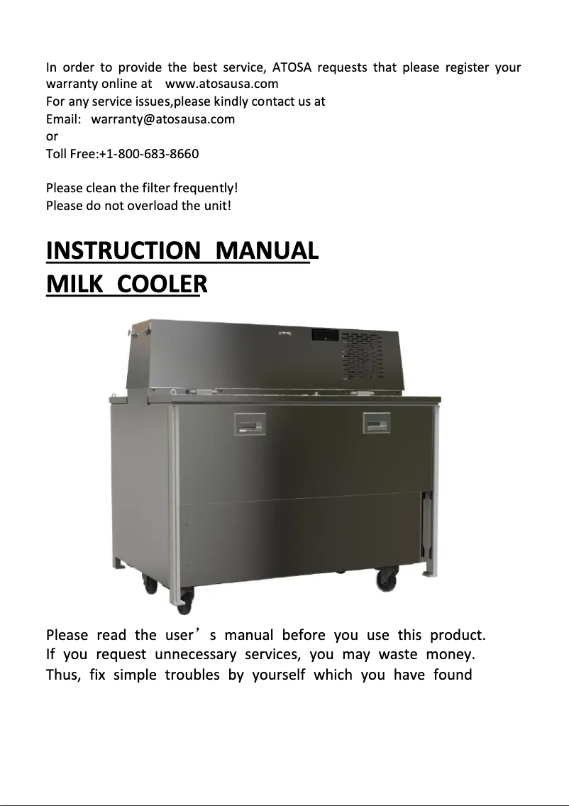 Page n°1 - Manuel utilisateur Atosa AMC-5801