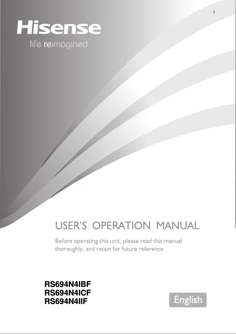 Page 1 de la notice Manuel utilisateur Hisense RS694N4IIF