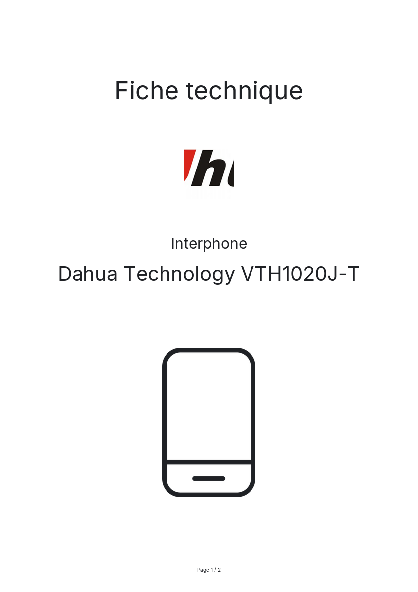 Image de la première page du manuel de l'appareil VTH1020J-T