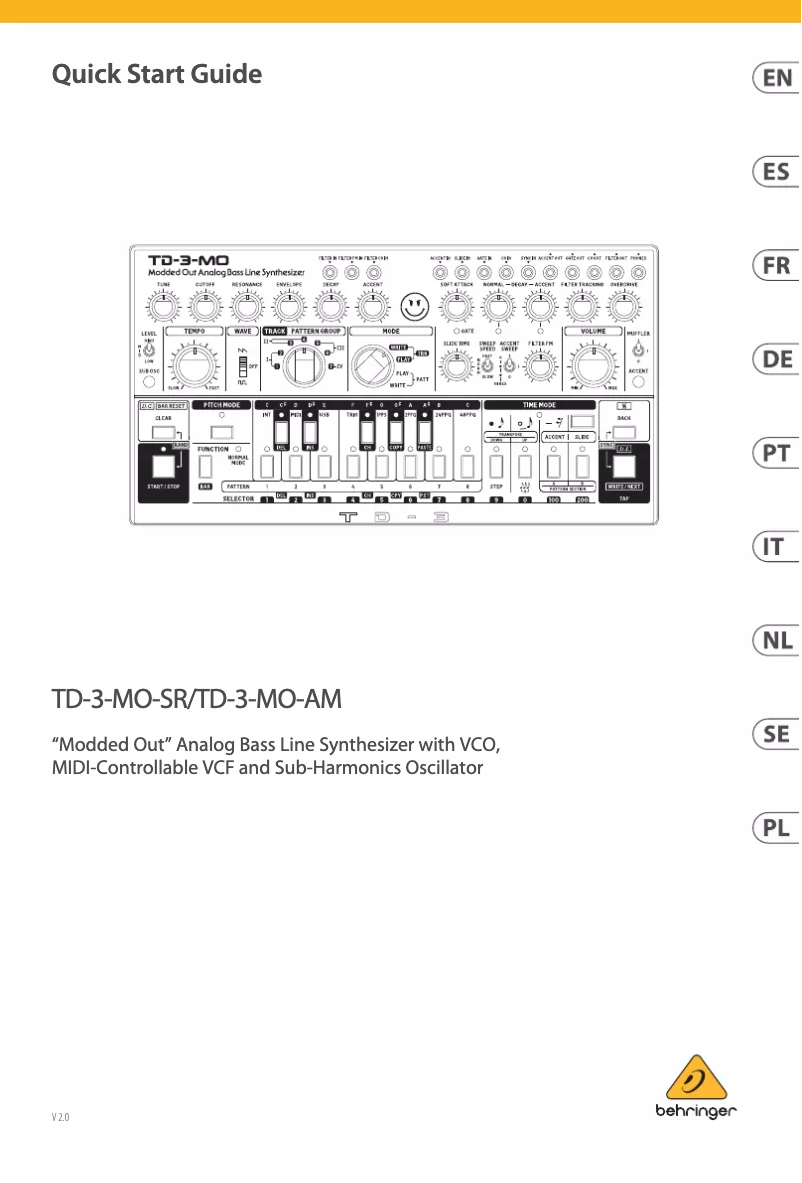 Page 1 de la notice Manuel utilisateur Behringer TD-3-MO