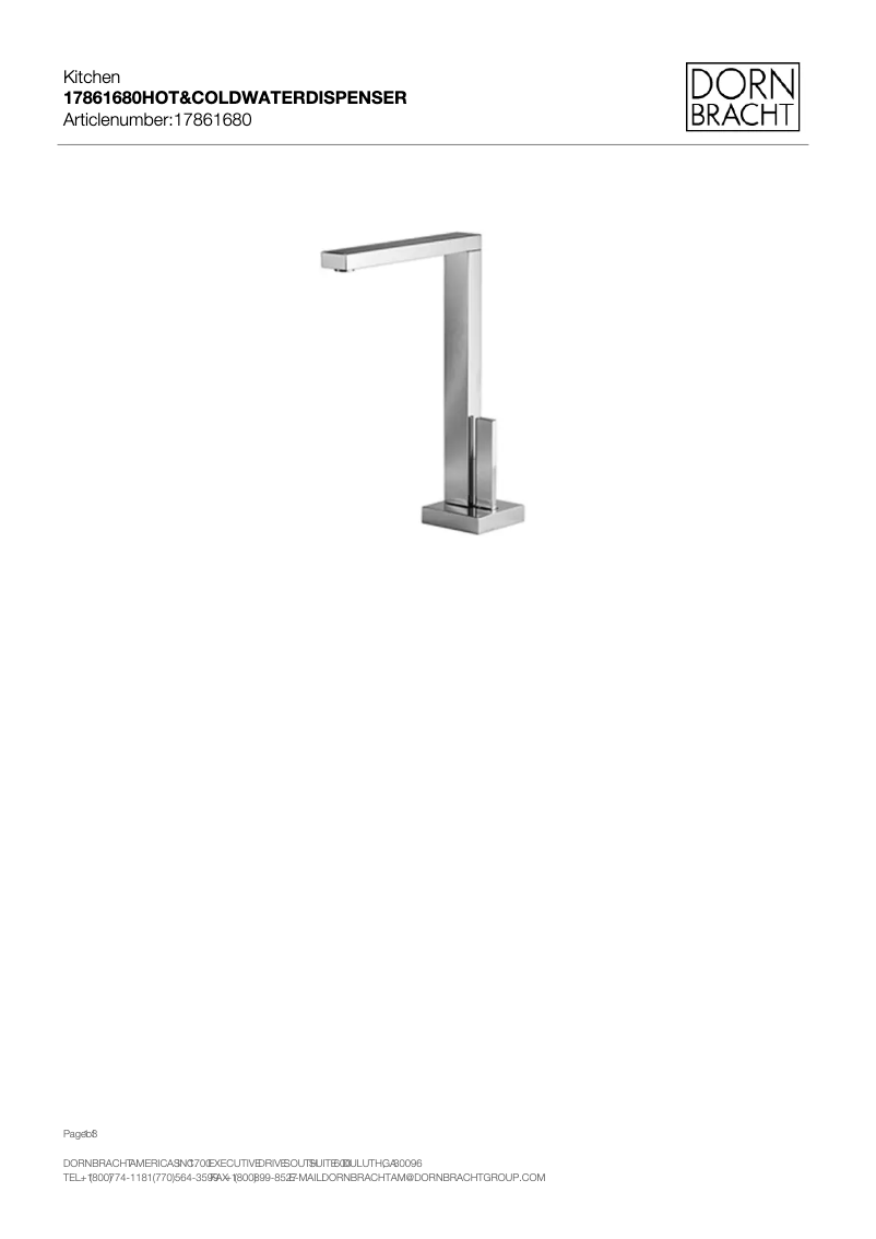 Page 1 de la notice Fiche technique Dornbracht 17861680