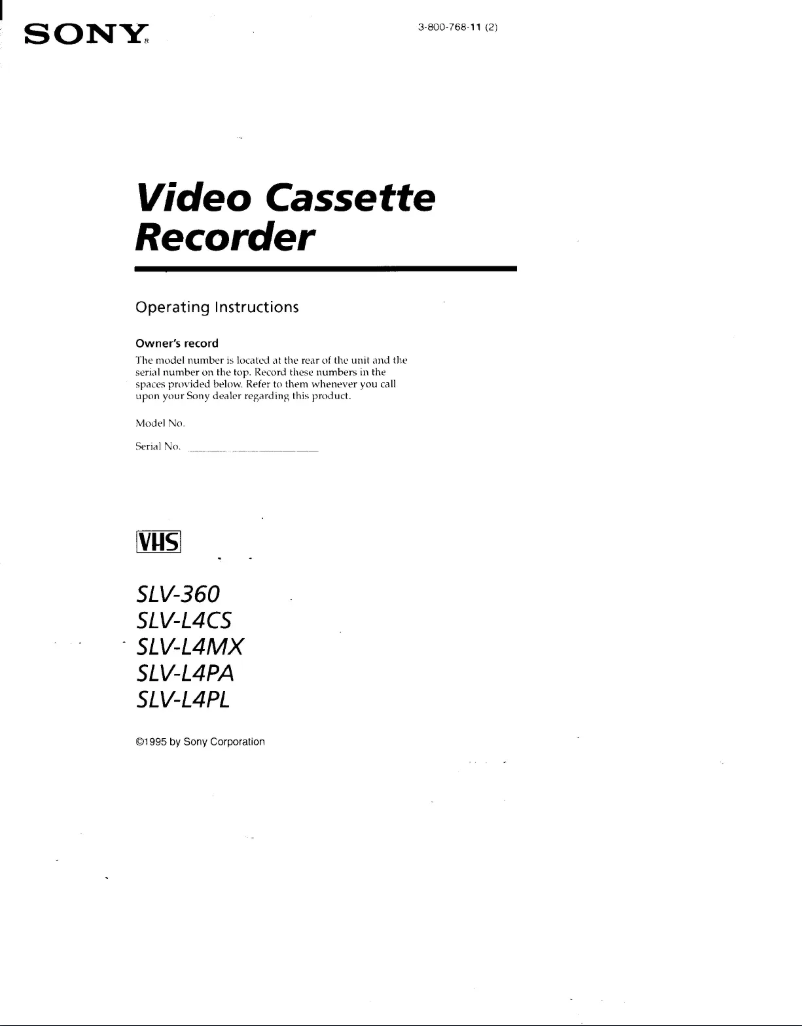 Page n°1 - Manuel utilisateur Sony SLV-360