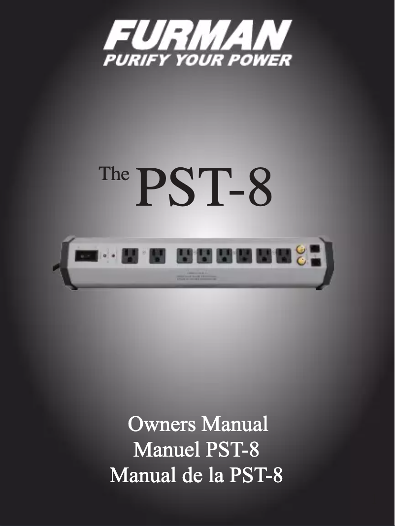 Page 1 de la notice Manuel utilisateur Furman PST-8