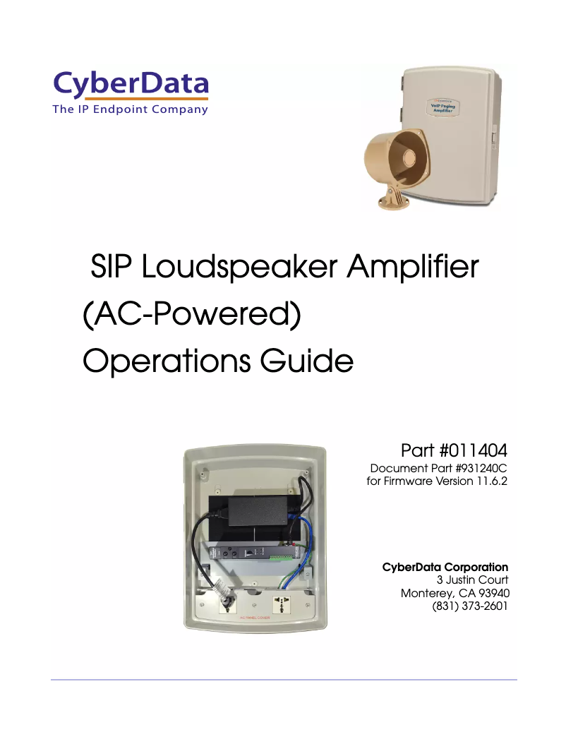 Page 1 de la notice Manuel utilisateur CyberData Systems 011404