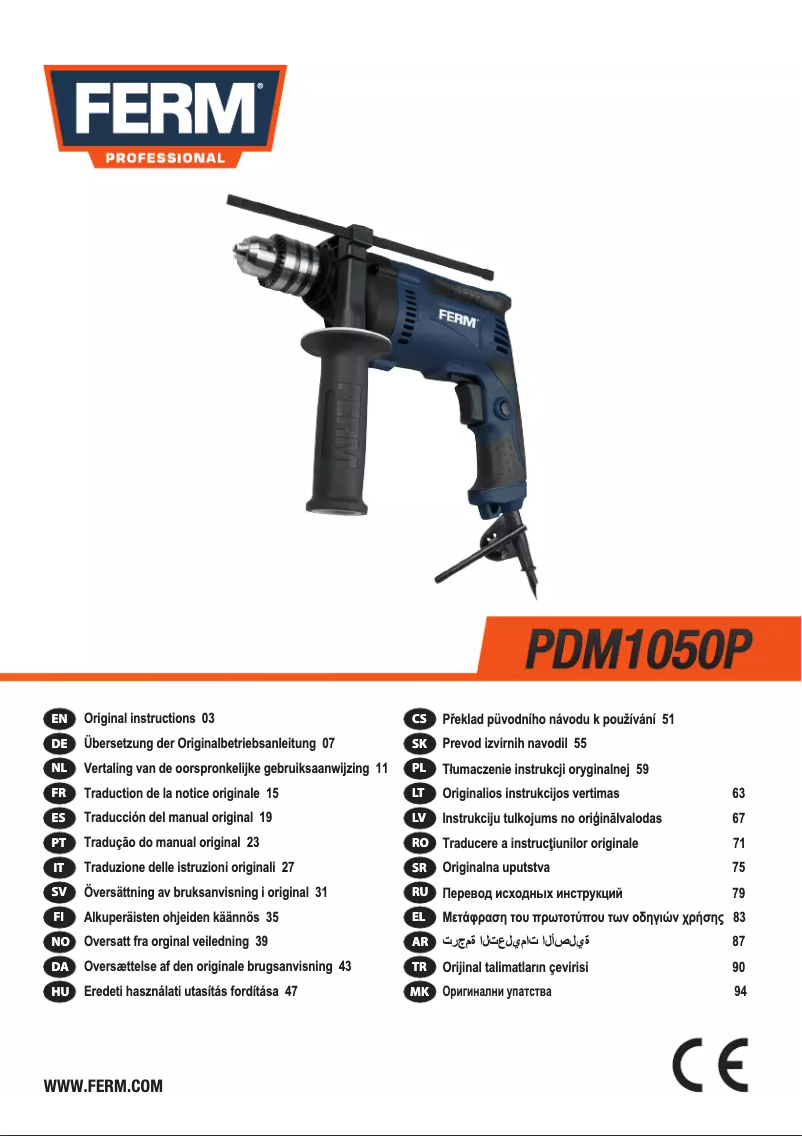 Page n°1 - Manuel utilisateur Ferm PDM1050P