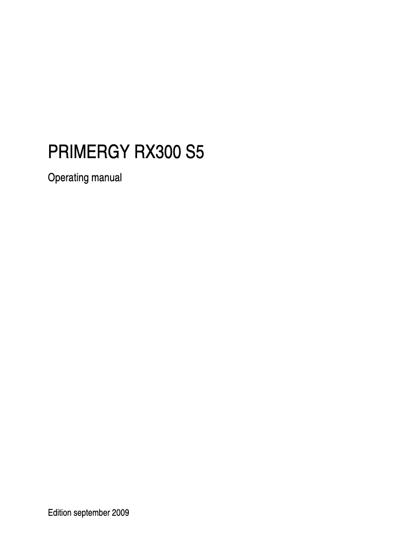 Image de la première page du manuel de l'appareil PRIMERGY RX300 S5
