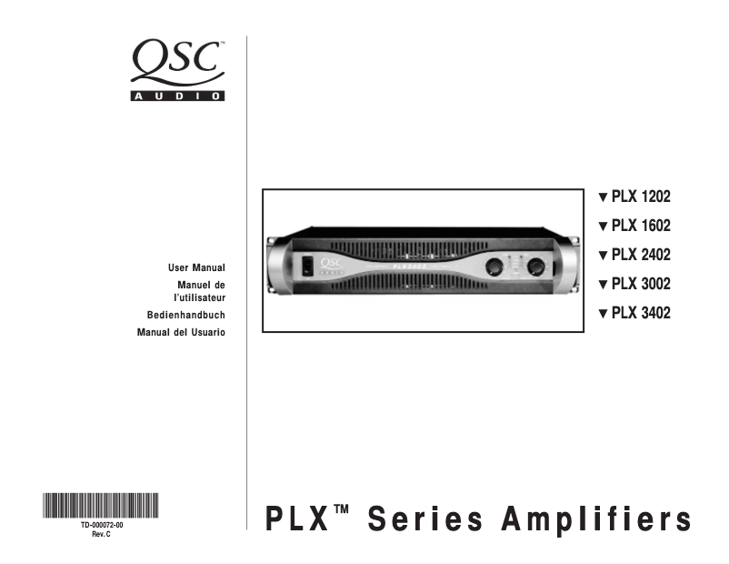 Page n°1 - Manuel utilisateur QSC PLX1202