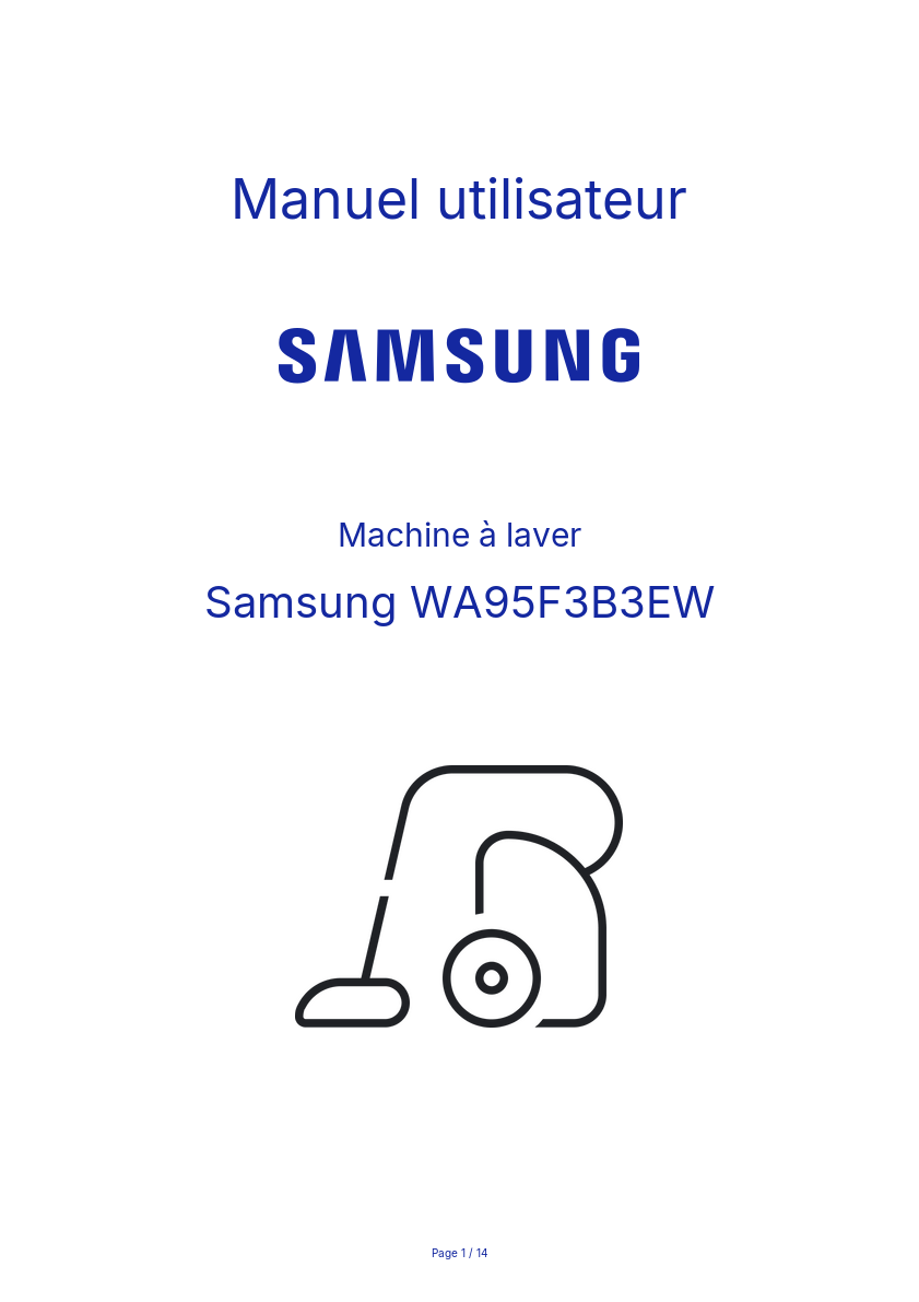Page n°1 - Manuel utilisateur Samsung WA95F3B3EW