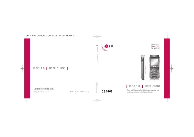 Page n°1 - Manuel utilisateur LG KG110