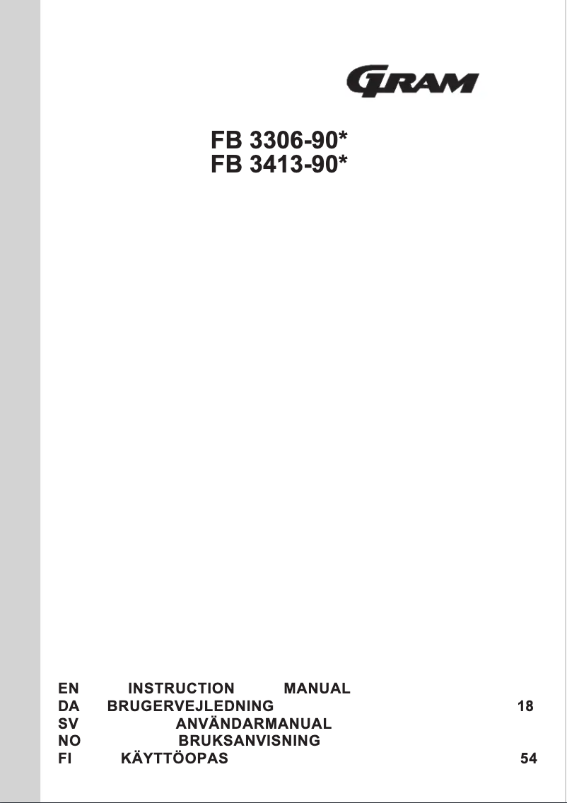 Page 1 de la notice Manuel utilisateur Gram FB 3413-90/1