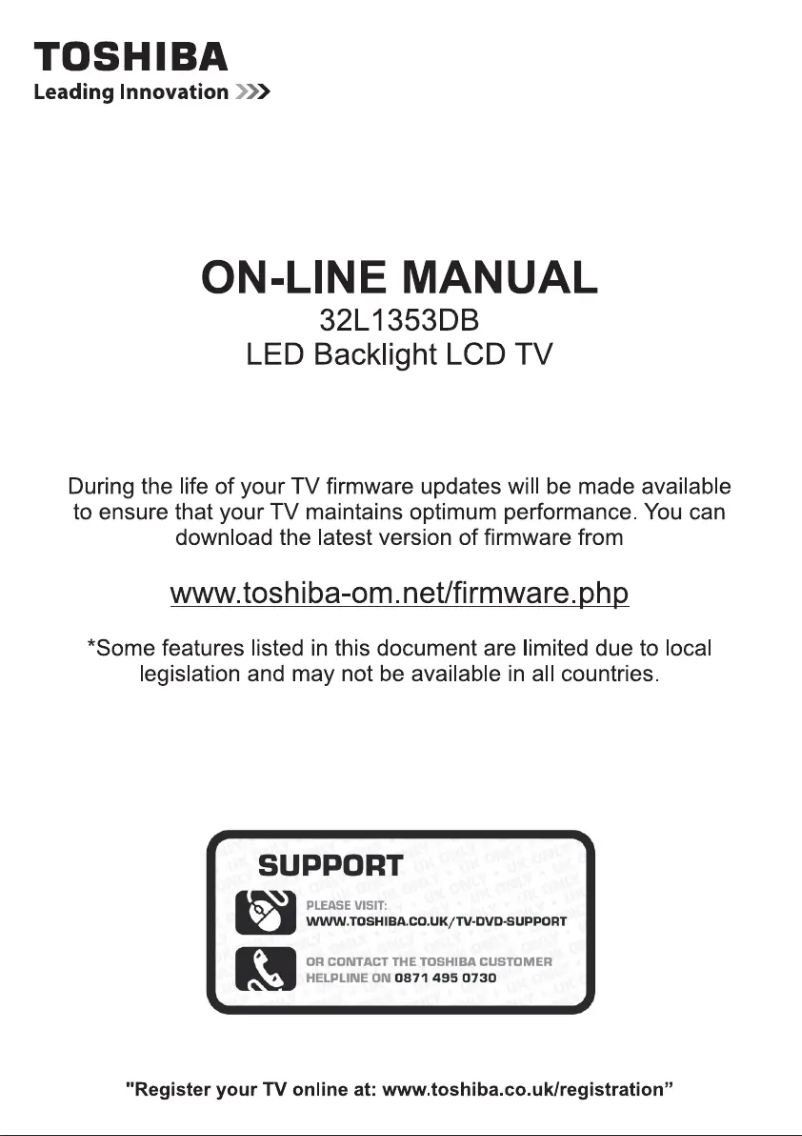 Page 1 de la notice Manuel utilisateur Toshiba 32L1353