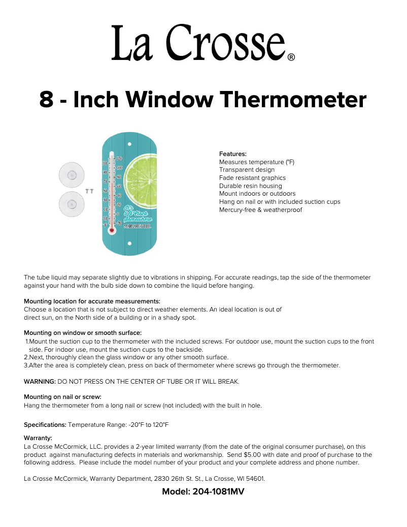 Image de la première page du manuel de l'appareil 204-1081MV