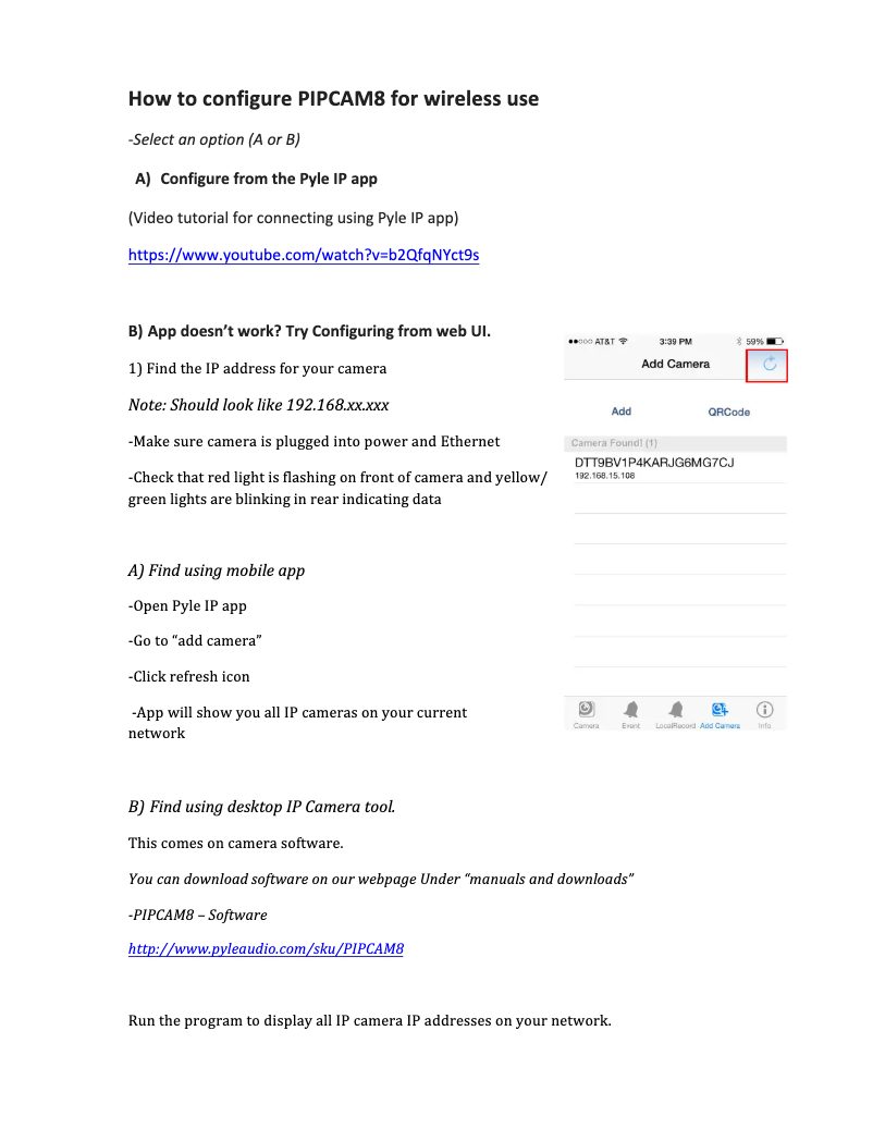 Page n°1 - Manuel utilisateur Pyle PIPCAM8