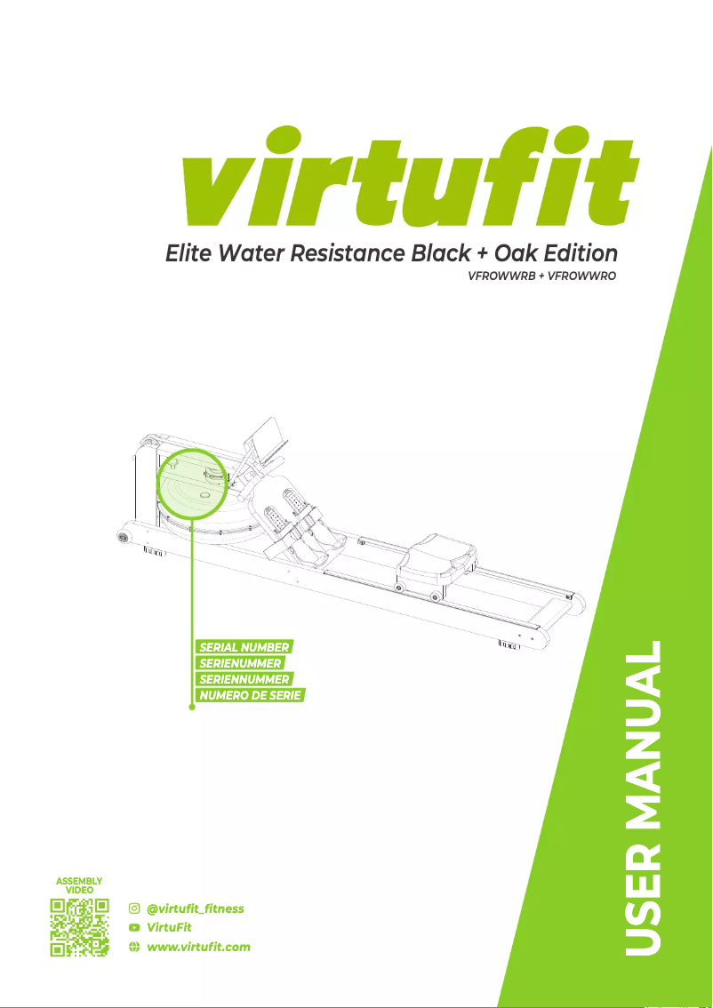 Page 1 de la notice Manuel utilisateur VirtuFit Elite Water Resistance
