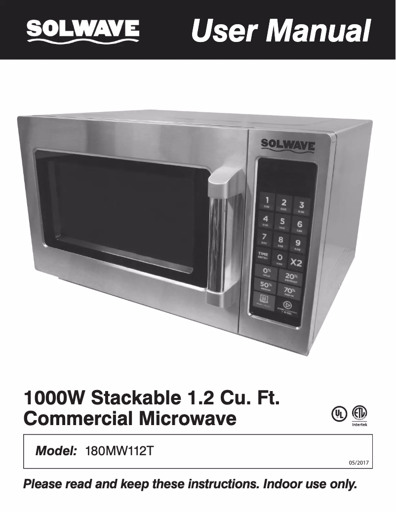 Page n°1 - Manuel utilisateur Solwave 180MW112T