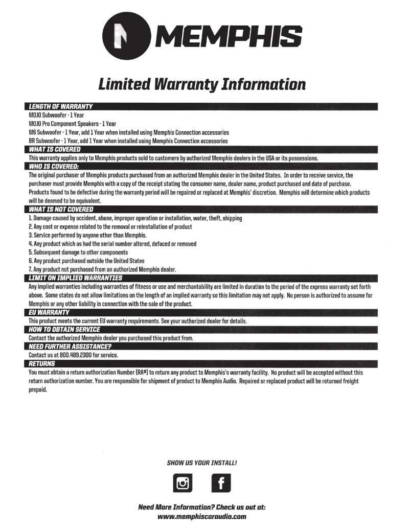 Page 1 de la notice Manuel utilisateur Memphis Audio 15-M615D2