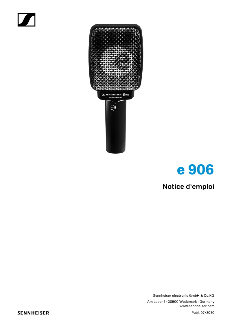 Page n°1 - Manuel utilisateur Sennheiser e 906
