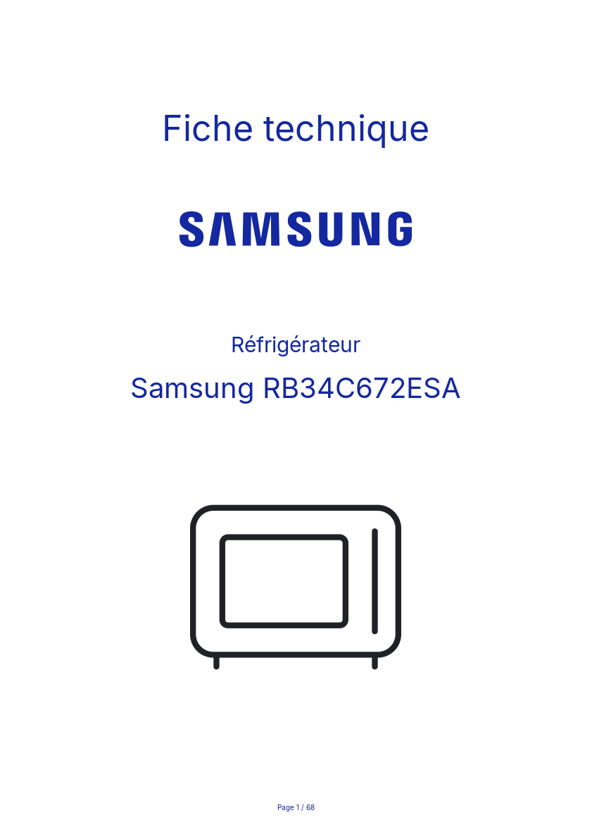 Page n°1 - Fiche technique Samsung RB34C672ESA