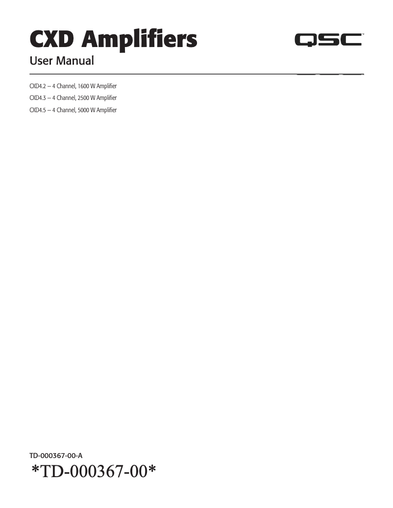 Page 1 of the manual User Manual QSC CXD4.2