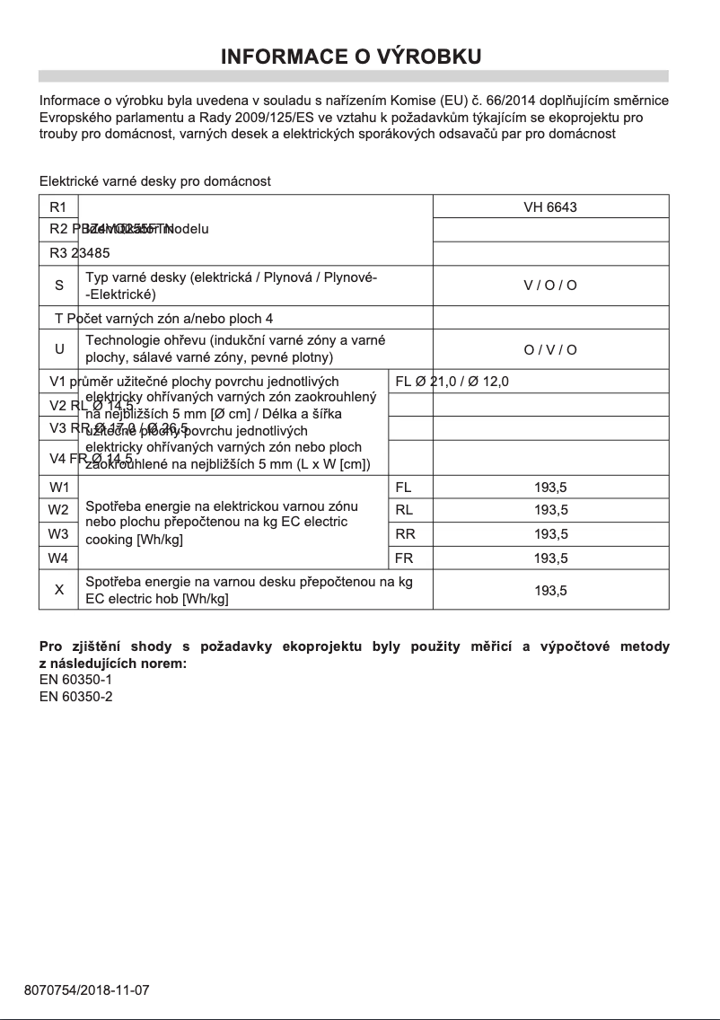 Page n°1 - Manuel utilisateur Amica VH 6643