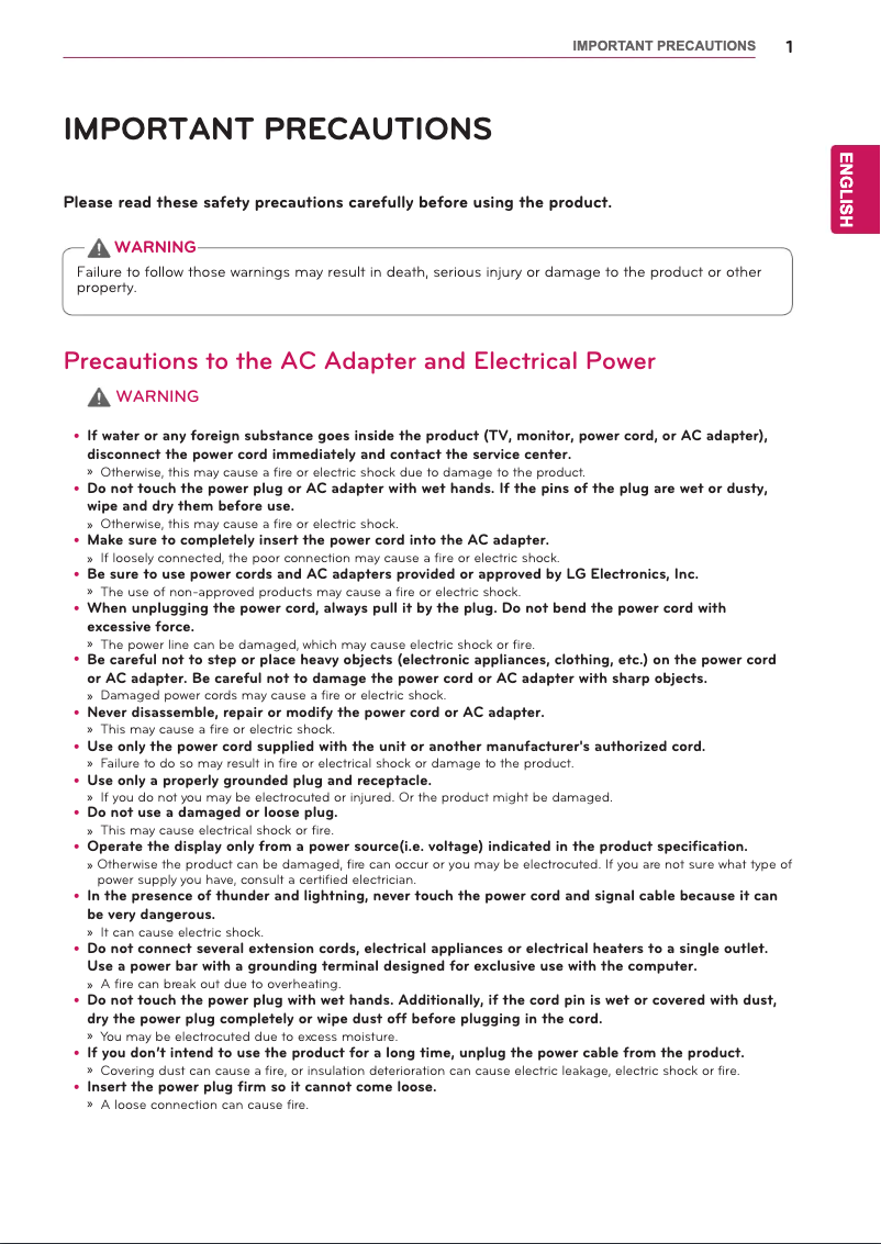 Page 1 de la notice Manuel utilisateur LG 22MB35PY-I