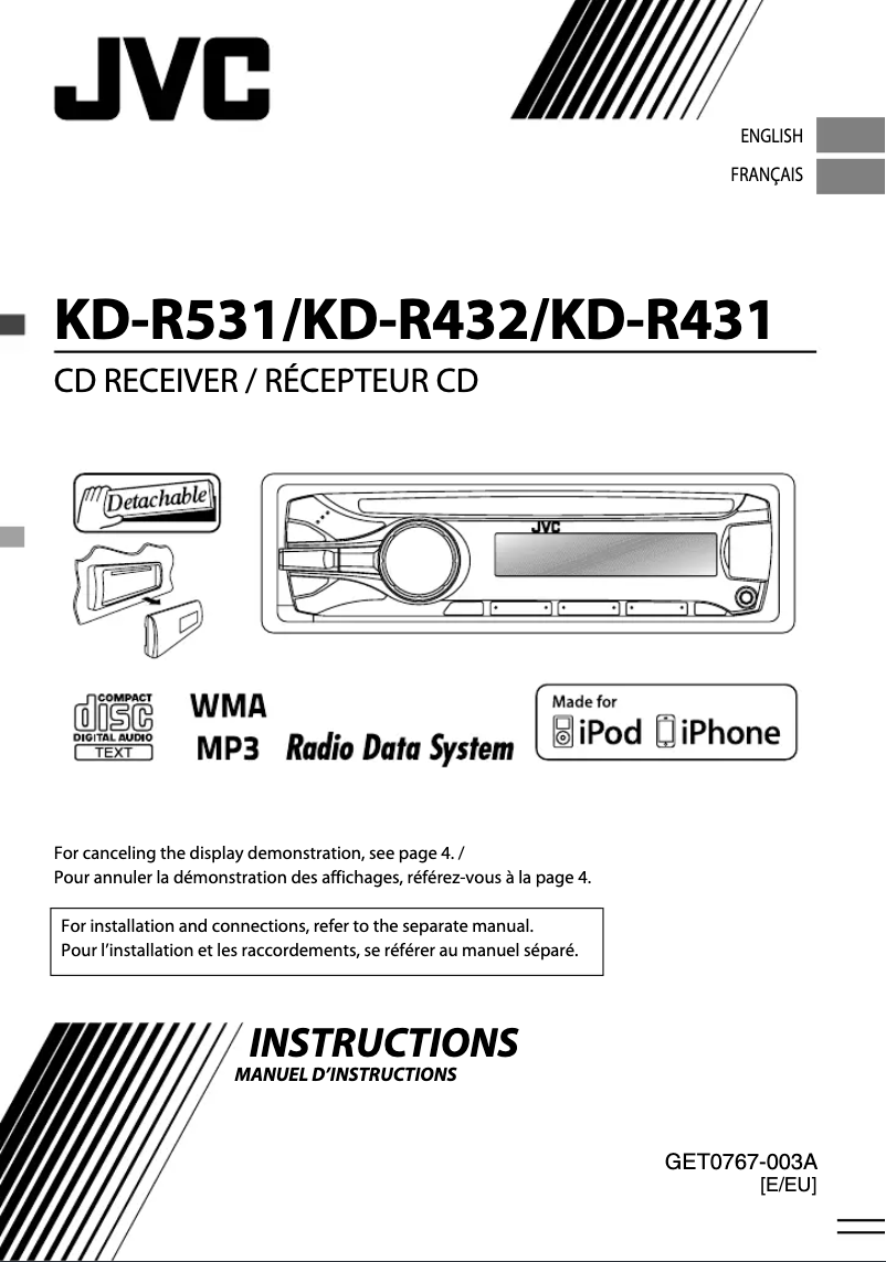 Image de la première page du manuel de l'appareil KD-R431