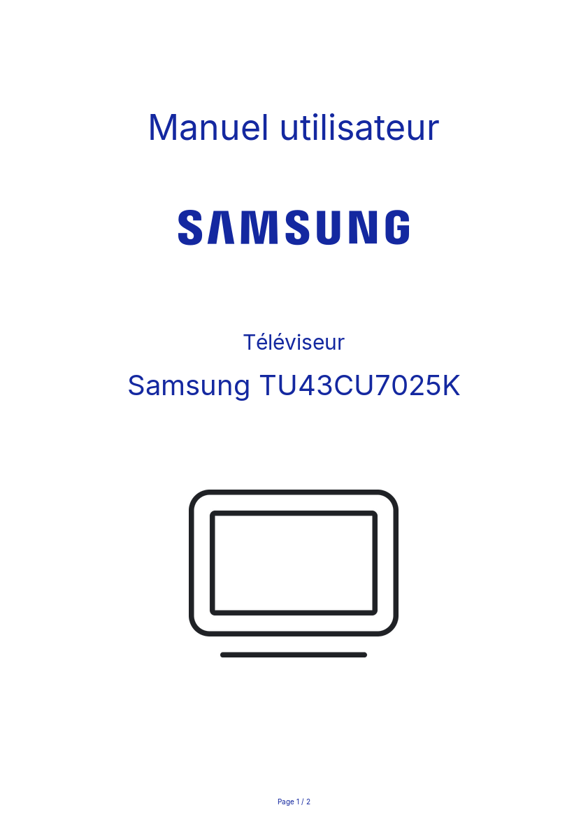 Image de la première page du manuel de l'appareil TU43CU7025K