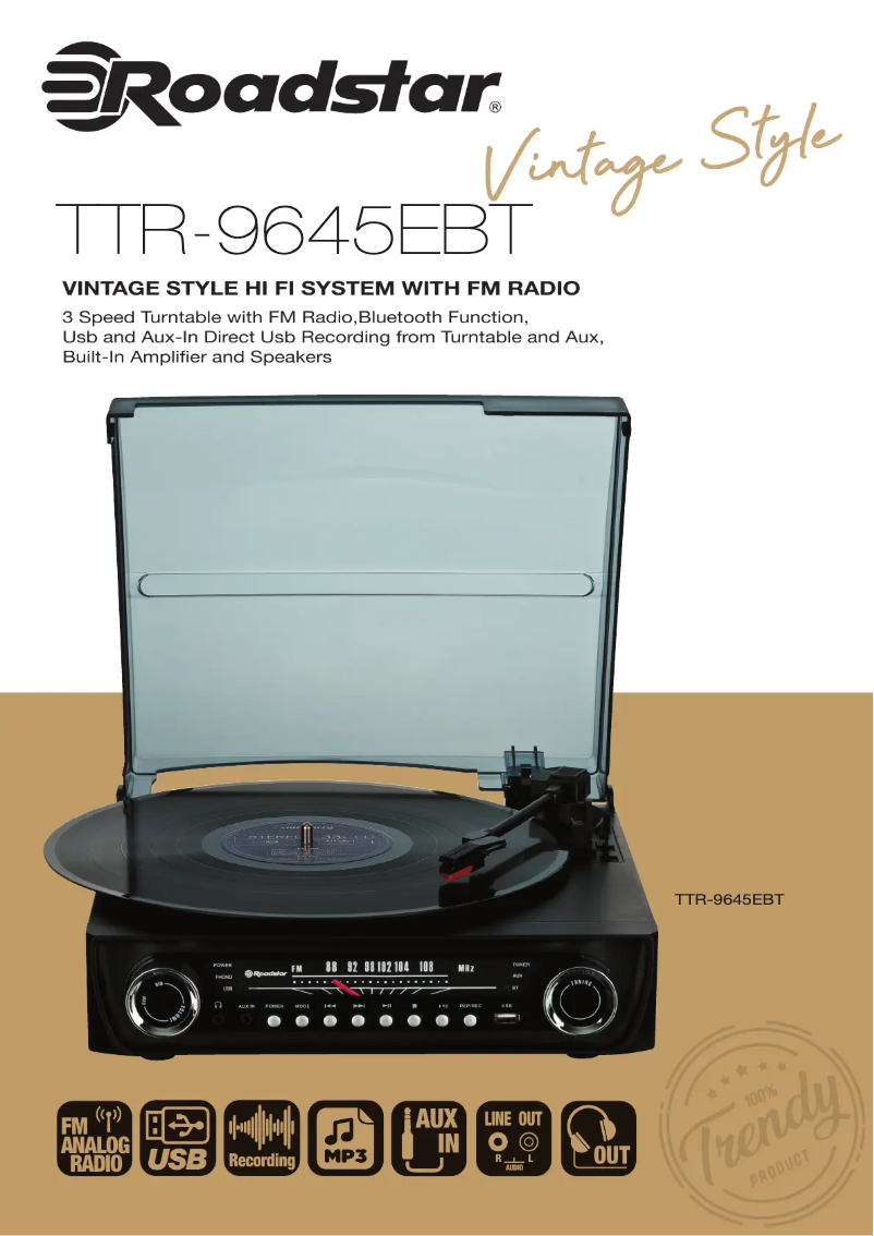 Page 1 de la notice Fiche technique Roadstar TTR-9645EBT