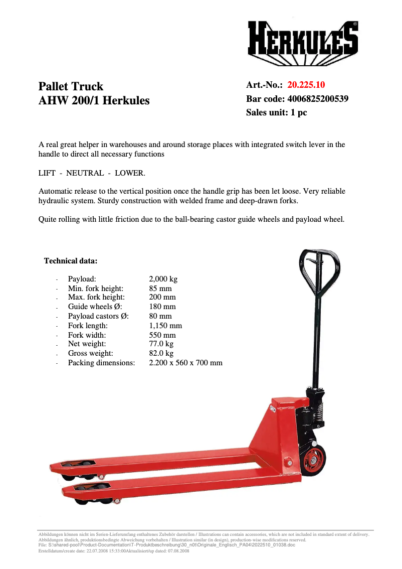 Image de la première page du manuel de l'appareil AHW 200/1