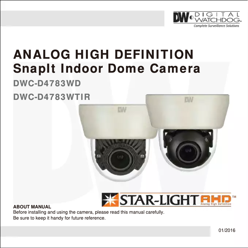 Page 1 de la notice Manuel utilisateur Digital Watchdog Star-Light AHD DWC-D4783WD