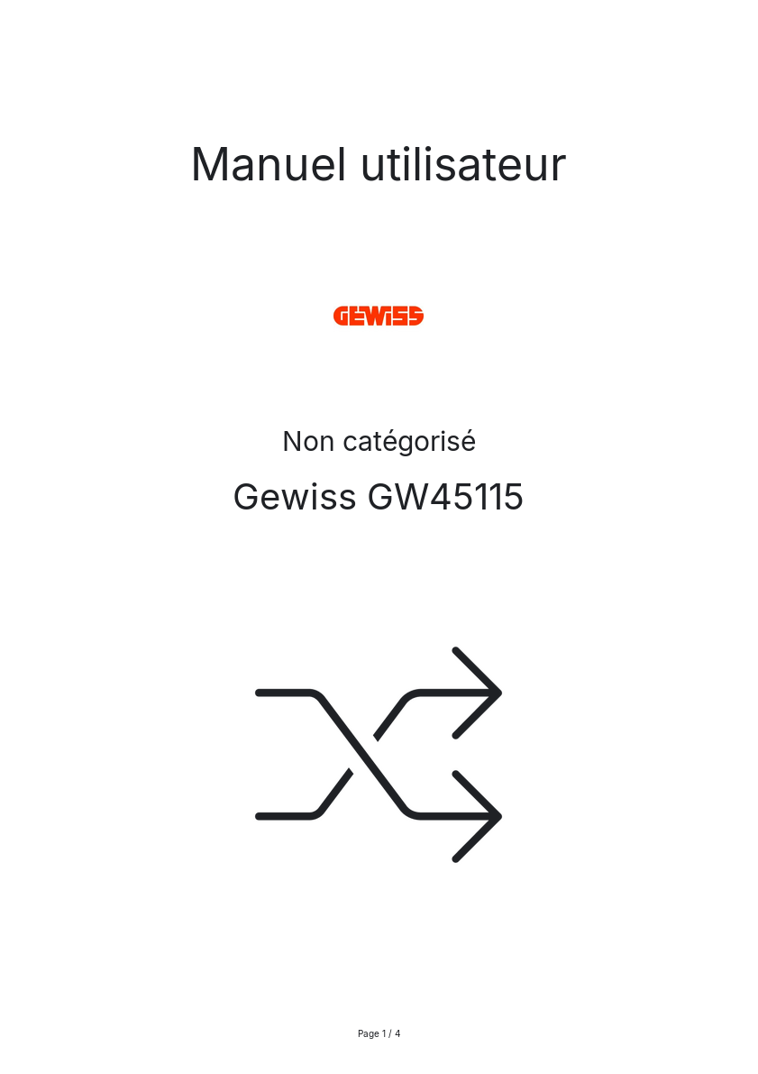 Page n°1 - Manuel utilisateur Gewiss GW45115