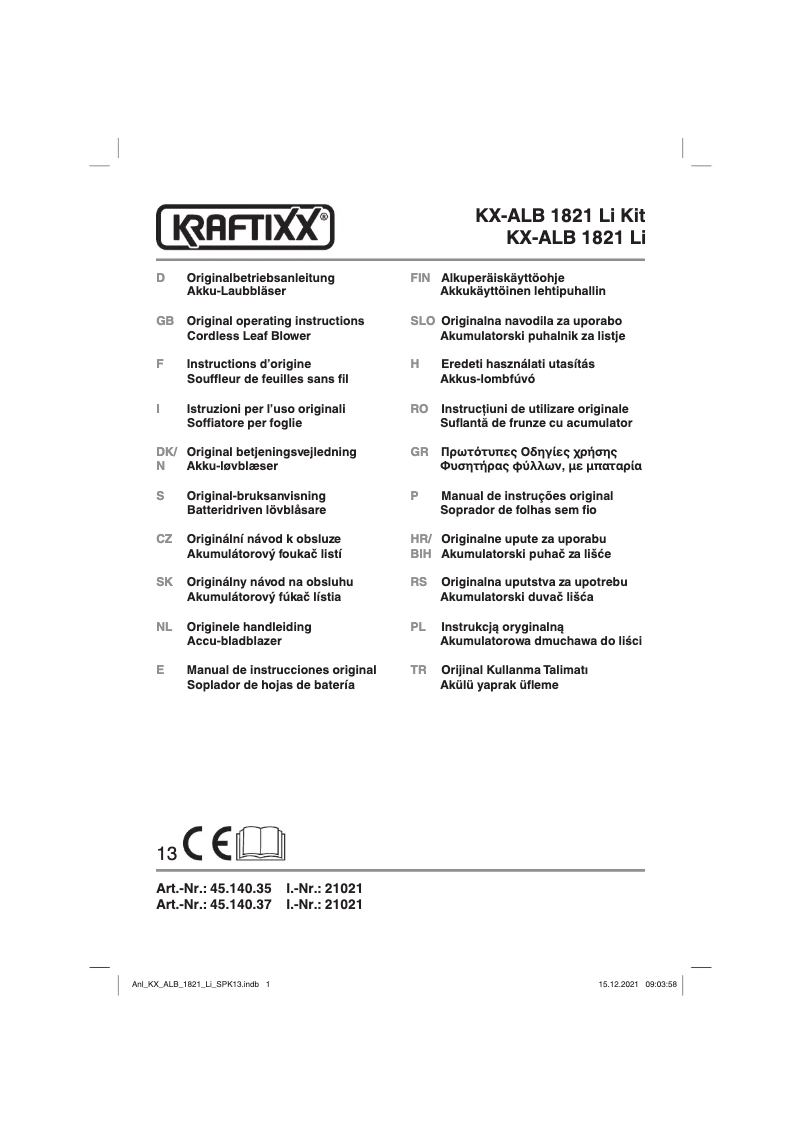 Image de la première page du manuel de l'appareil KX-ALB 1821 Li