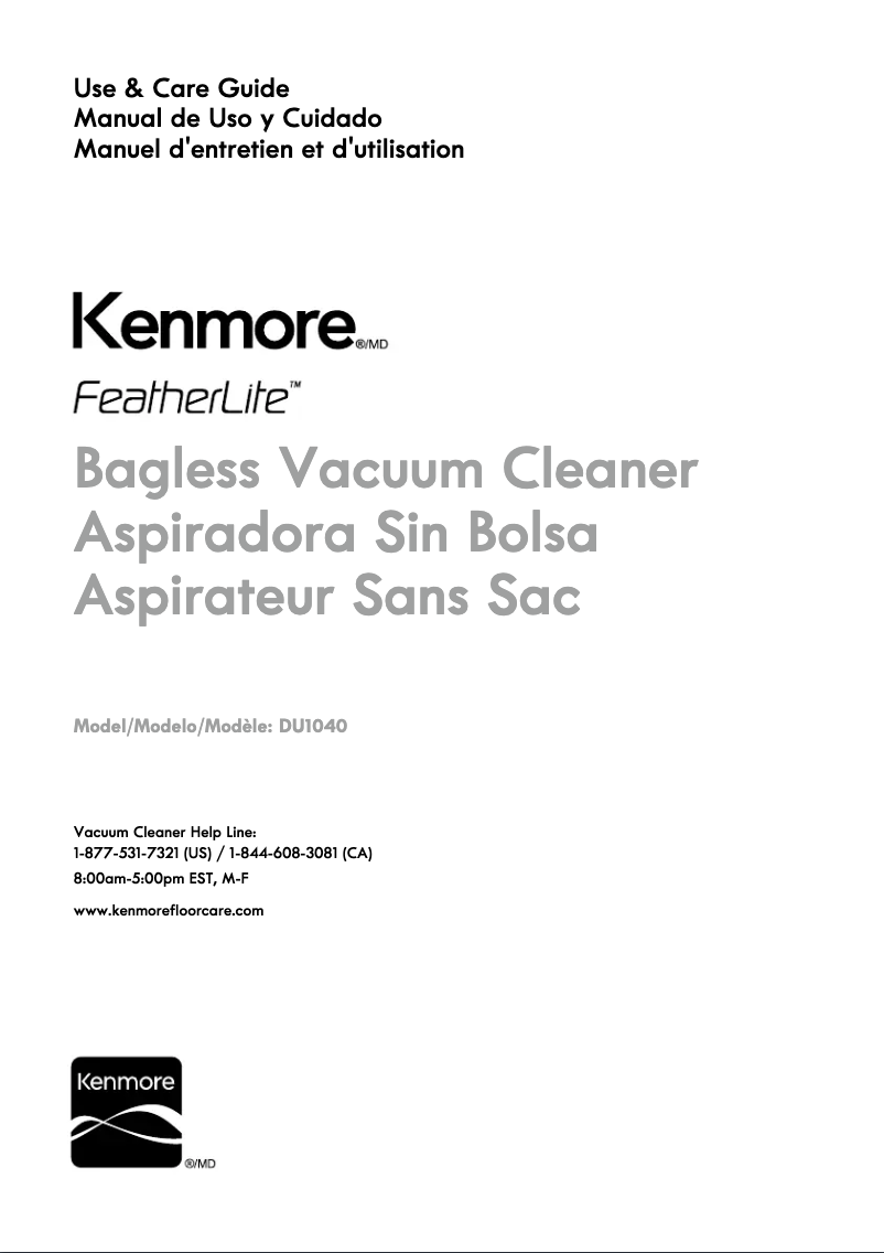 Page 1 de la notice Manuel utilisateur Kenmore DU1040