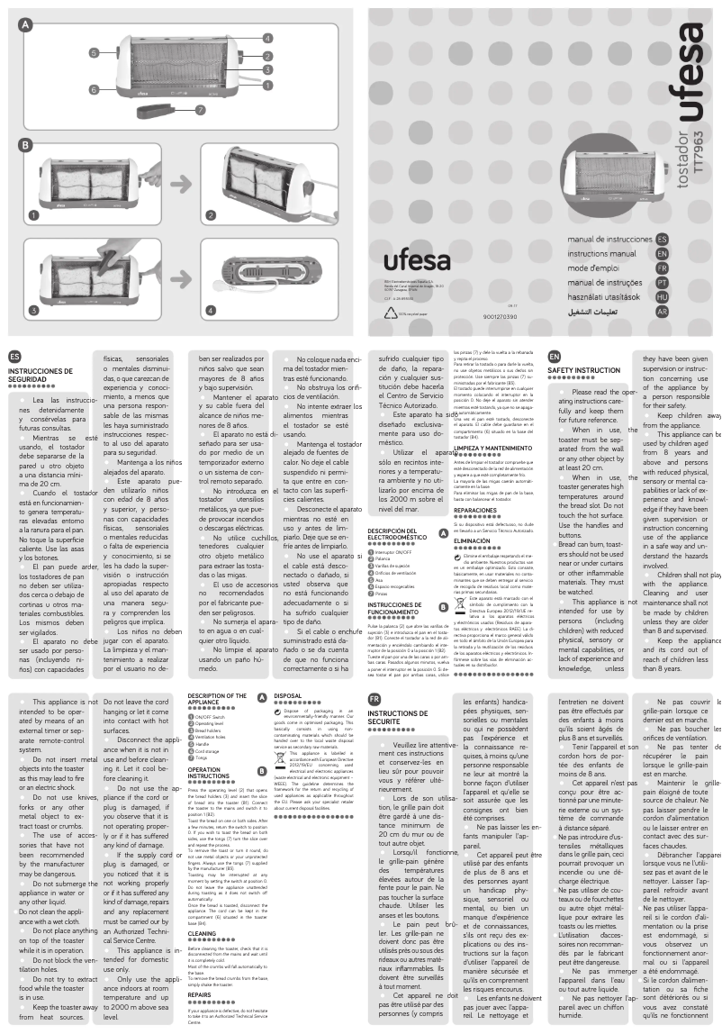 Page 1 de la notice Manuel utilisateur Ufesa TT7963